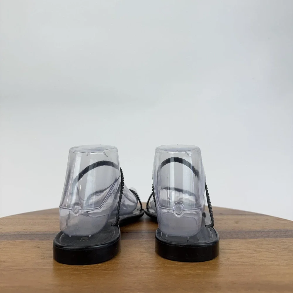 Womens Stuart Weitzman Sawyer Slide Black Jelly Casual Sandals Shoe Size 7 M GUC